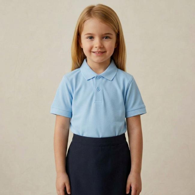 Picture of Schoolwear Girls Short Sleeve Polo Shirt - Sky Blue