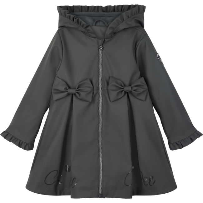 Picture of PRE ORDER A Dee BTS Nova Pleated Bow Raincoat - Dark Grey