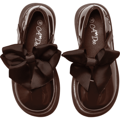 Picture of PRE ORDER A Dee Easy On Lyra Mary Jane Bow Shoe - Brown
