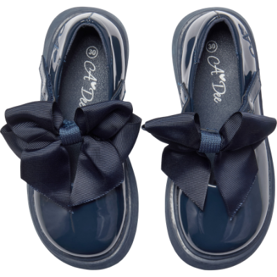 Picture of PRE ORDER A Dee Easy On Lyra Mary Jane Bow Shoe - Dark Navy