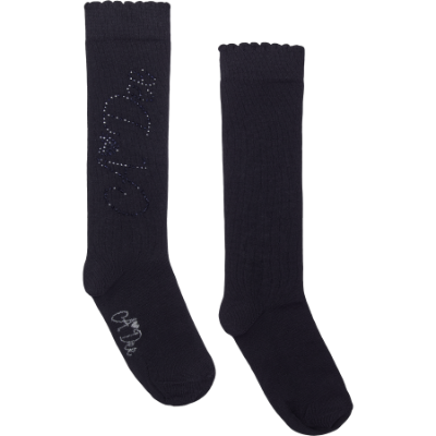 Picture of PRE ORDER A Dee BTS Seren Diamante Logo Knee High Sock - Black
