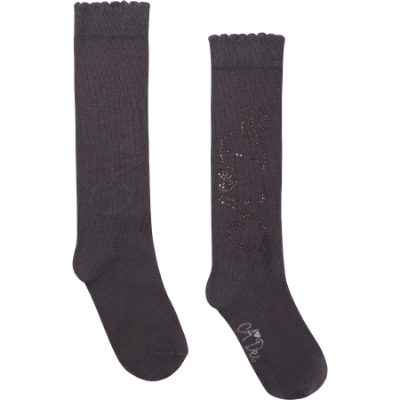 Picture of PRE ORDER A Dee BTS Seren Diamante Logo Knee High Sock - Dark Grey