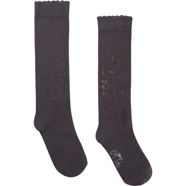 Picture of PRE ORDER A Dee BTS Seren Diamante Logo Knee High Sock - Dark Grey