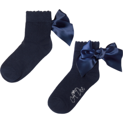 Picture of PRE ORDER A Dee BTS Cara Satin Bow Ankle Sock - Navy
