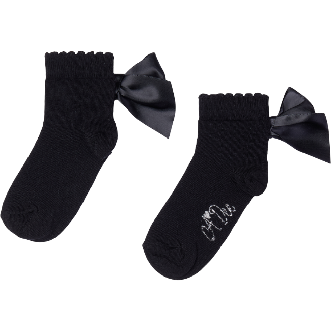 Picture of PRE ORDER A Dee BTS Cara Satin Bow Ankle Sock - Black