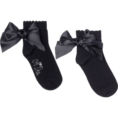 Picture of PRE ORDER A Dee BTS Cara Satin Bow Ankle Sock - Black