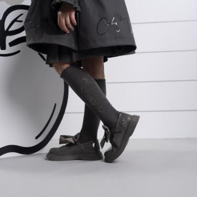 Picture of PRE ORDER A Dee BTS Seren Diamante Logo Knee High Sock - Dark Grey