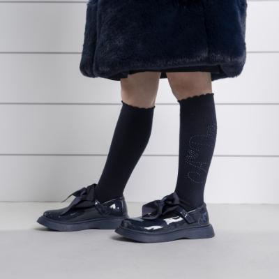 Picture of PRE ORDER A Dee BTS Seren Diamante Logo Knee High Sock - Dark Navy