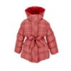 Picture of PRE ORDER Monnalisa Girls Padded Check Coat With Hood - Red