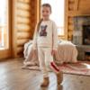 Picture of PRE ORDER Monnalisa Girls Teddy Crew Neck Jogger Set X 2 - Ivory Red