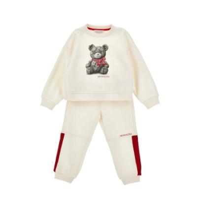 Picture of PRE ORDER Monnalisa Girls Teddy Crew Neck Jogger Set X 2 - Ivory Red