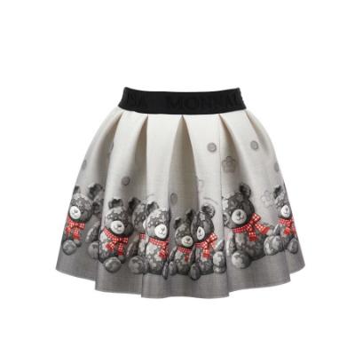 Picture of PRE ORDER Monnalisa Girls Teddy Top & Skirt Set X 2 - Ivory Grey Red