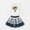 Picture of PRE ORDER Monnalisa Girls Daisy Duck Top & Skirt Set X 2 - Ivory Navy Blue
