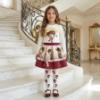 Picture of PRE ORDER Monnalisa Girls Daisy Duck Top & Skirt Set X 2 - Ivory Burgundy