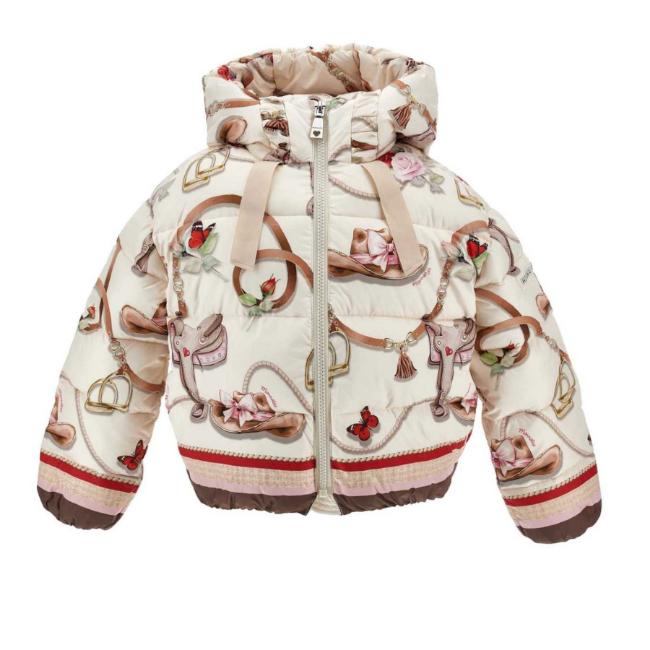 Picture of PRE ORDER Monnalisa Girls Toy Story Padded Hooded Jacket - Ivory Multi