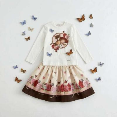 Picture of PRE ORDER Monnalisa Girls Toy Story Top & Roses Skirt Set X 2 - Ivory Multi