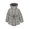 Picture of PRE ORDER Monnalisa Girls Padded Check Coat With Hood - Grey