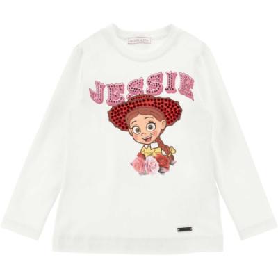 Picture of PRE ORDER Monnalisa Girls Toy Story Jessie Top & Denim Skirt Set X 2 - Ivory Navy Blue