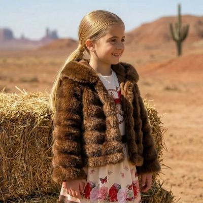 Picture of PRE ORDER Monnalisa Girls Toy Story Hooded Faux Fur Jacket - Brown
