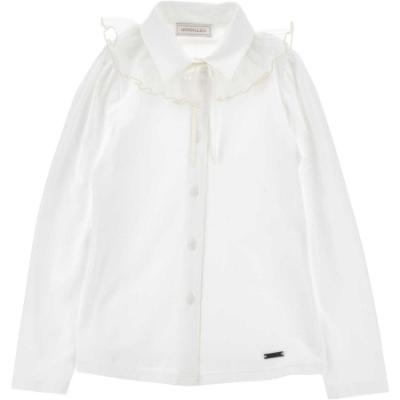 Picture of PRE ORDER Monnalisa Girls Tulle Collar Stretchy Blouse - White White