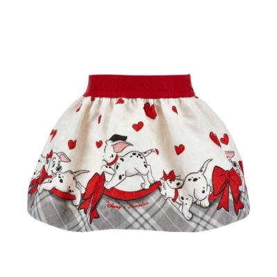 Picture of PRE ORDER Monnalisa Bebe Girls Dalmatian Jumper Blouse & Skirt Set X 3 - Ivory Red