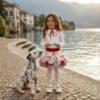 Picture of PRE ORDER Monnalisa Bebe Girls Dalmatian Jumper Blouse & Skirt Set X 3 - Ivory Red