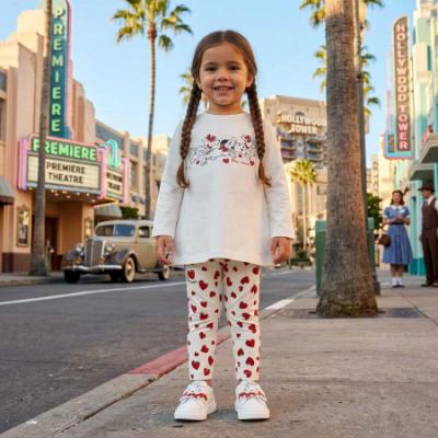 Picture of PRE ORDER Monnalisa Bebe Girls Dalmatian Legging Set X 2 - Ivory Red