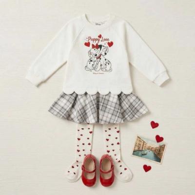 Picture of PRE ORDER Monnalisa Bebe Girls Dalmatian Dress - Ivory Red Grey