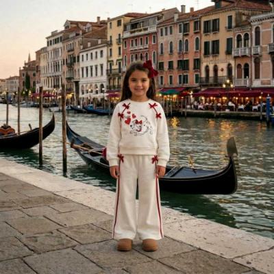 Picture of PRE ORDER Monnalisa Bebe Girls Dalmatian Tracksuit Set X 2 - Ivory Red