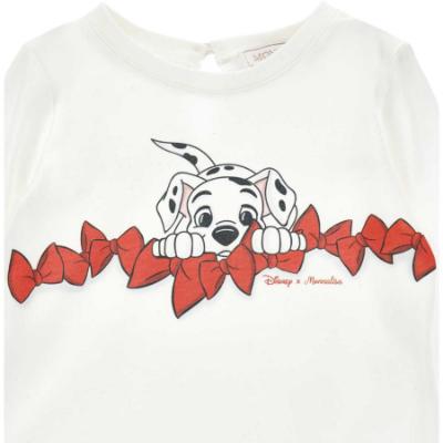Picture of PRE ORDER Monnalisa Bebe Girls Dalmatian Bow Top - Ivory Red