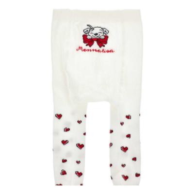 Picture of PRE ORDER Monnalisa Bebe Girls Dalmatian Heart Tights - Ivory Red