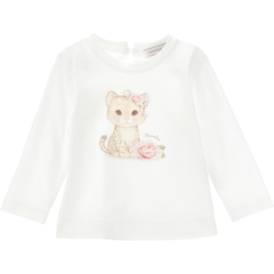 Picture of PRE ORDER Monnalisa Bebe Girls Rose Leopard Top & Skirt Set X 2 -  Ivory Pink