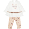 Picture of PRE ORDER Monnalisa Bebe Girls Rose Leopard Legging Set X 2 -  Ivory Pink