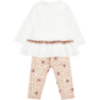 Picture of PRE ORDER Monnalisa Bebe Girls Rose Leopard Legging Set X 2 -  Ivory Pink