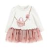 Picture of PRE ORDER Monnalisa Bebe Girls Rose Leopard Drop Waist Dress -  Ivory Pink