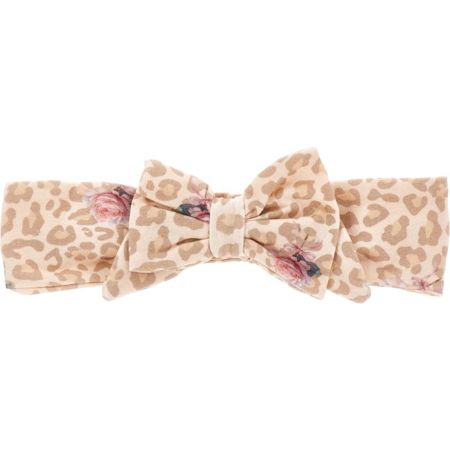 Picture of PRE ORDER Monnalisa Bebe Girls Rose Leopard Stretchy Headband - Beige Pink