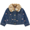 Picture of PRE ORDER Monnalisa Bebe Girls Rose Leopard Denim Jacket -  Navy Beige Pink