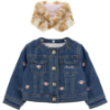 Picture of PRE ORDER Monnalisa Bebe Girls Rose Leopard Denim Jacket -  Navy Beige Pink