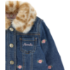 Picture of PRE ORDER Monnalisa Bebe Girls Rose Leopard Denim Jacket -  Navy Beige Pink