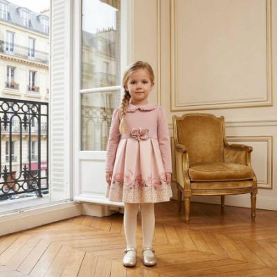 Picture of PRE ORDER Monnalisa Bebe Girls Rose Leopard Neoprene Dress - Pink