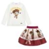 Picture of PRE ORDER Monnalisa Girls Daisy Duck Top & Skirt Set X 2 - Ivory Burgundy