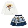 Picture of PRE ORDER Monnalisa Girls Daisy Duck Top & Skirt Set X 2 - Ivory Navy Blue