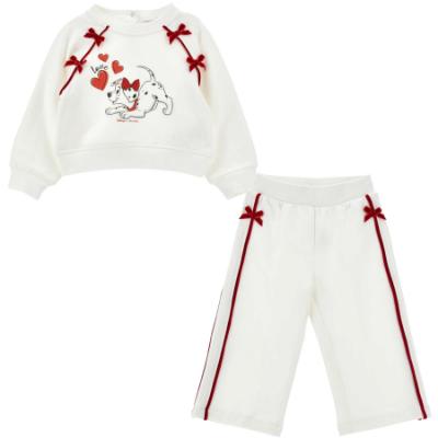 Picture of PRE ORDER Monnalisa Bebe Girls Dalmatian Tracksuit Set X 2 - Ivory Red