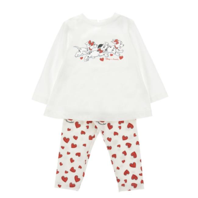 Picture of PRE ORDER Monnalisa Bebe Girls Dalmatian Legging Set X 2 - Ivory Red