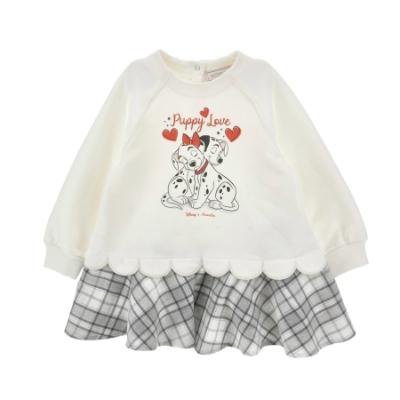 Picture of PRE ORDER Monnalisa Bebe Girls Dalmatian Dress - Ivory Red Grey