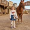 Picture of PRE ORDER Monnalisa Girls Toy Story Jessie Top & Denim Skirt Set X 2 - Ivory Navy Blue
