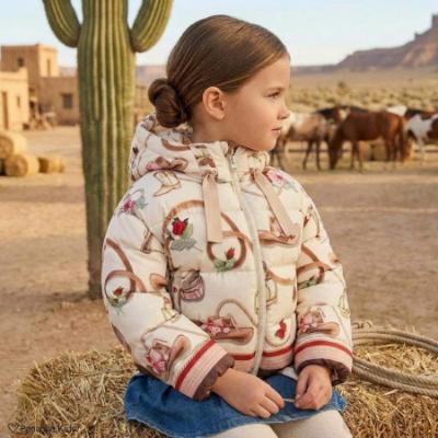 Picture of PRE ORDER Monnalisa Girls Toy Story Padded Hooded Jacket - Ivory Multi