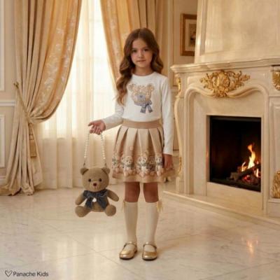 Picture of PRE ORDER Monnalisa Girls Plush Teddy With Bow Handbag - Beige