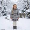 Picture of PRE ORDER Monnalisa Girls Padded Check Coat With Hood - Grey