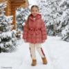 Picture of PRE ORDER Monnalisa Girls Padded Check Coat With Hood - Red